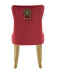 Set of Two Red and Gold Tufted Velvet And Solid Wood Dining Side Chairs