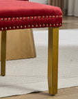 Set of Two Red and Gold Tufted Velvet And Solid Wood Dining Side Chairs