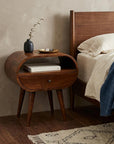 24" Chestnut Solid Wood Oval One Drawer Nightstand