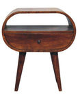 24" Chestnut Solid Wood Oval One Drawer Nightstand