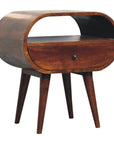 24" Chestnut Solid Wood Oval One Drawer Nightstand