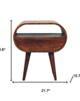 24" Chestnut Solid Wood Oval One Drawer Nightstand