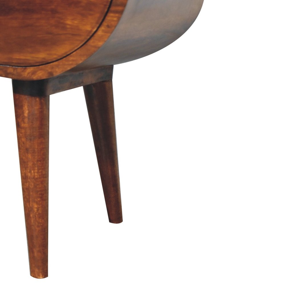 24" Chestnut Solid Wood Oval One Drawer Nightstand