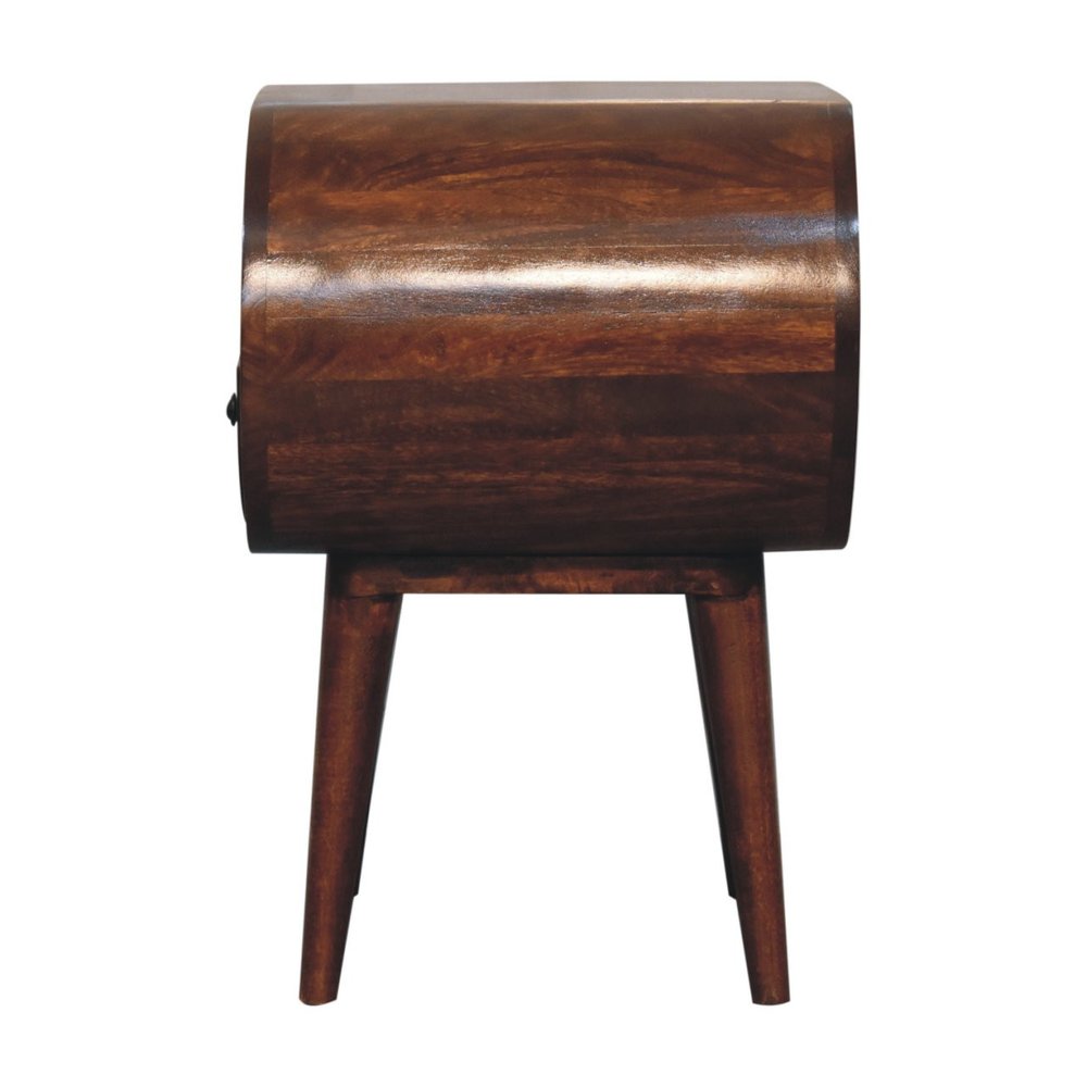 24" Chestnut Solid Wood Oval One Drawer Nightstand