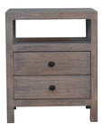 24" Ash Gray Solid Wood Distressed Two Drawer Nightstand