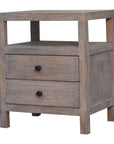 24" Ash Gray Solid Wood Distressed Two Drawer Nightstand