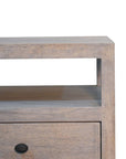 24" Ash Gray Solid Wood Distressed Two Drawer Nightstand
