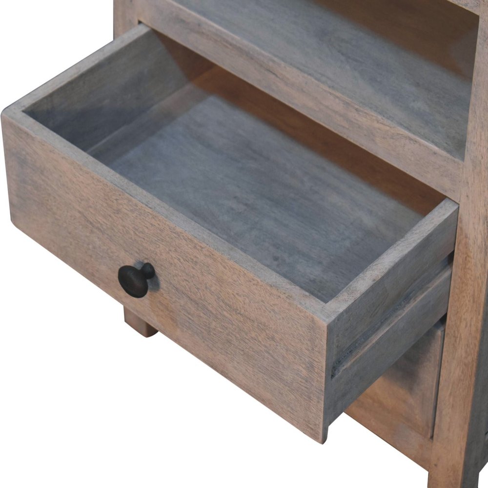 24" Ash Gray Solid Wood Distressed Two Drawer Nightstand