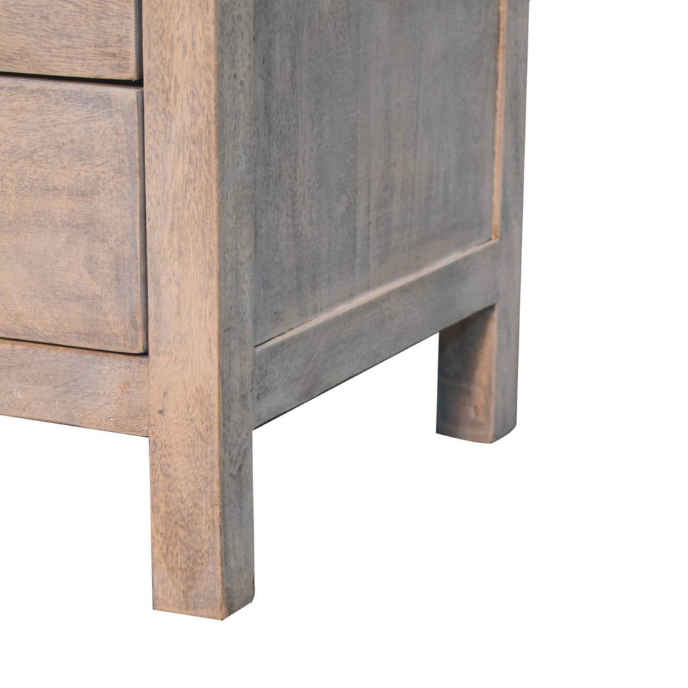 24" Ash Gray Solid Wood Distressed Two Drawer Nightstand