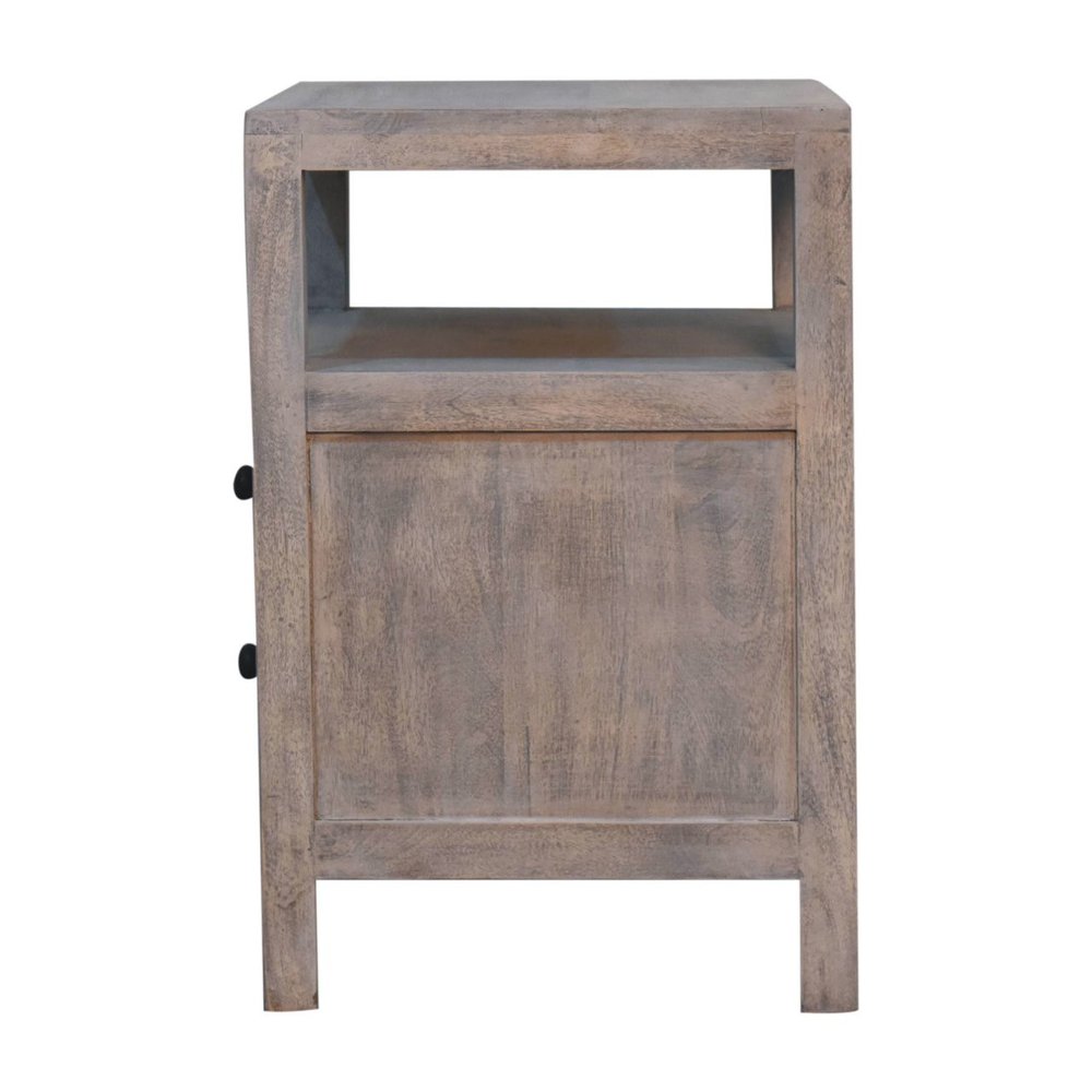 24" Ash Gray Solid Wood Distressed Two Drawer Nightstand