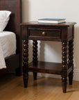 24" Brown Solid Wood One Drawer Nightstand