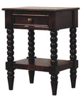 24" Brown Solid Wood One Drawer Nightstand
