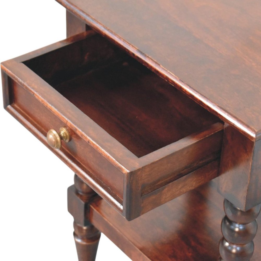 24" Brown Solid Wood One Drawer Nightstand