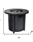 50000 BTU 30" Black Steel Propane Round Fire Pit