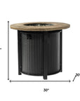 50000 BTU 30" Black And Brown Steel Propane Round Fire Pit