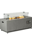 50000 BTU 42" Gray Steel Propane Rectangular Fire Pit With Cover