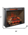 28" Black Faux Brick Metal Electric Fireplace And Speaker