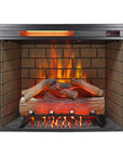 28" Black Faux Brick Metal Electric Fireplace And Speaker