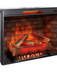 33" Black Faux Brick Metal Free Standing Electric Fireplace And Speaker