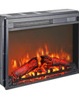 24" Black Metal Electric Fireplace Insert With LED