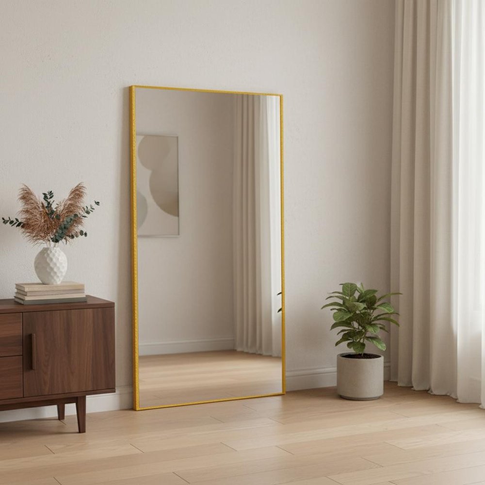 Gold Aluminum Wall Mount Or Leaning Framed Full Length Mirror