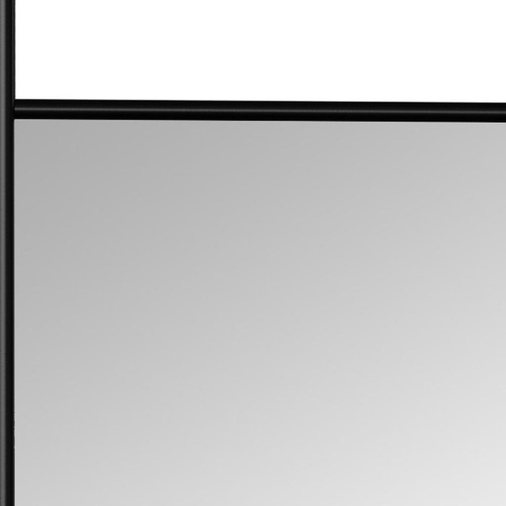 71" Black Wood Leaning Ladder Framed Full Length Mirror