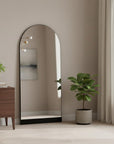 71" Black Wood Arch Wall Mount And Leaning Framed Full Length Mirror