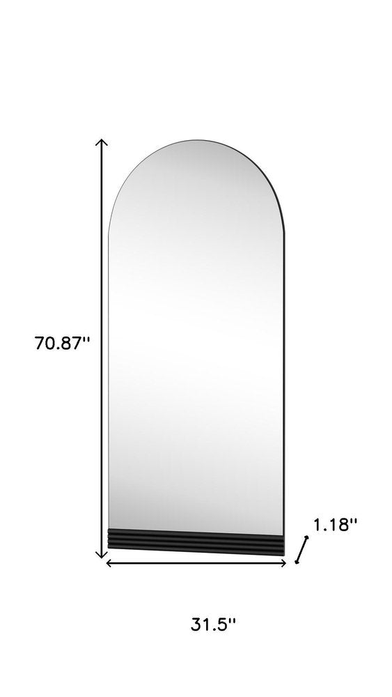 71" Black Wood Arch Wall Mount And Leaning Framed Full Length Mirror