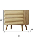 23" Natural Solid Wood Ribbed Texture Two Drawer Nightstand