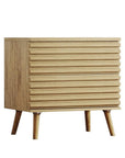 23" Natural Solid Wood Ribbed Texture Two Drawer Nightstand