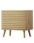 23" Natural Solid Wood Ribbed Texture Two Drawer Nightstand