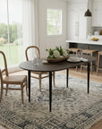 67" Walnut and Black Solid Wood Oval Dining Table