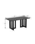 67" Black Solid Wood And Rattan Double Pedestal Base Dining Table