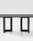 67" Black Solid Wood And Rattan Double Pedestal Base Dining Table