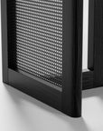 67" Black Solid Wood And Rattan Double Pedestal Base Dining Table