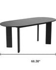 66" Black Solid Wood Oval Dining Table