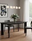 66" Black Solid Wood Dining Table