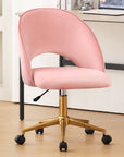 Pink And Baby Pink And Gold Adjustable Height Swivel Rolling Office Chair
