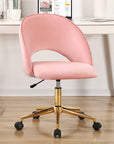 Pink And Baby Pink And Gold Adjustable Height Swivel Rolling Office Chair