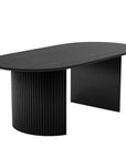 67" Black Wood Double Pedestal Base Oval Dining Table