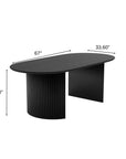 67" Black Wood Double Pedestal Base Oval Dining Table