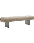 63" Beige and Nickel Boucle and Steel Upholstered Bench