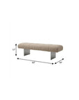 63" Beige and Nickel Boucle and Steel Upholstered Bench