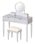 39" Silver Wood Mirrored Two Drawer Vanity Table