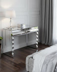 39" Silver Wood Two Drawer Vanity Table