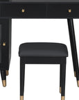 44" Black Wood Two Drawer Vanity Table