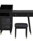 44" Black Wood Two Drawer Vanity Table