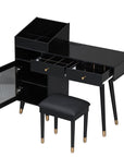 44" Black Wood Two Drawer Vanity Table