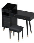 44" Black Wood Two Drawer Vanity Table