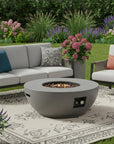 50000 BTU 36" Gray Steel Propane Round Fire Pit With Cover